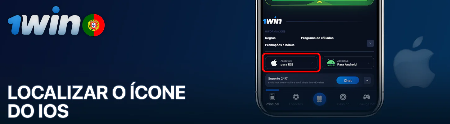 Ícone do iOS na página inicial do 1Win