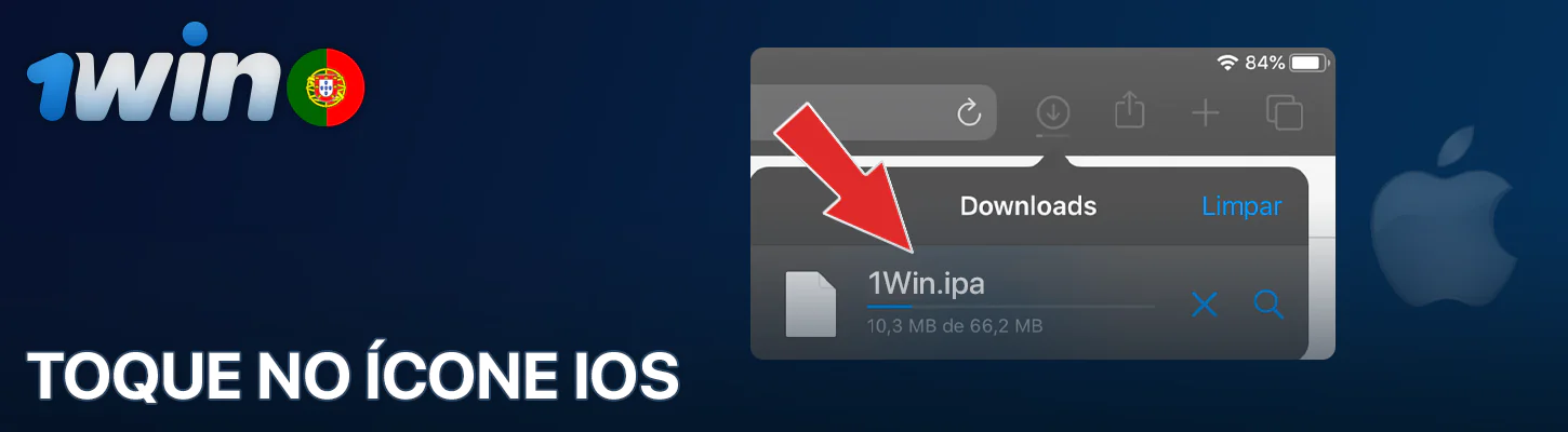 Processo de transferência da app 1Win para iOS