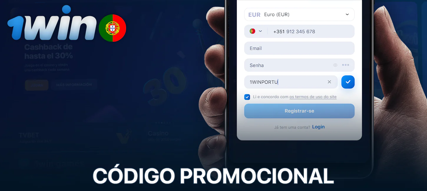Código promocional na aplicação 1Win para os portugueses