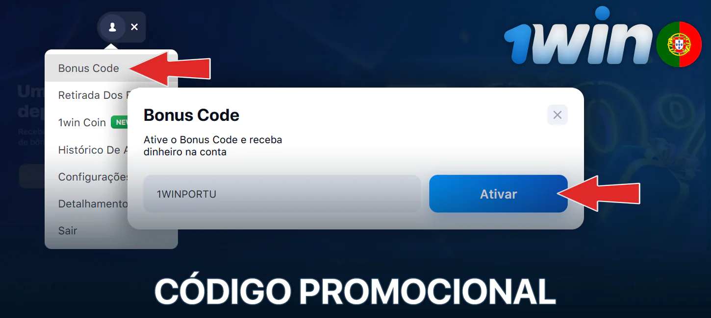 Ativação do código promocional para 1Win