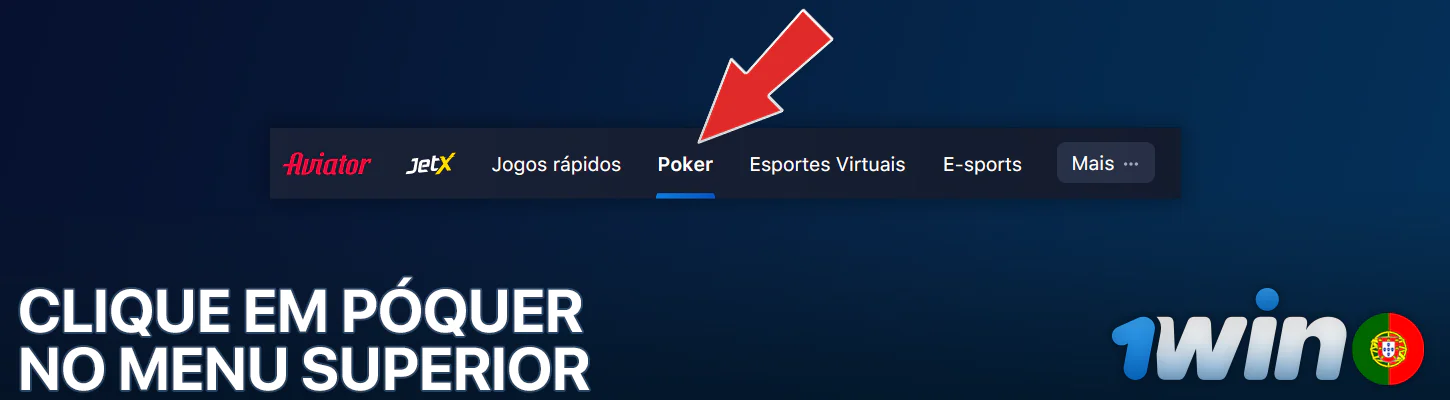 Seleccione Póquer no menu 1Win