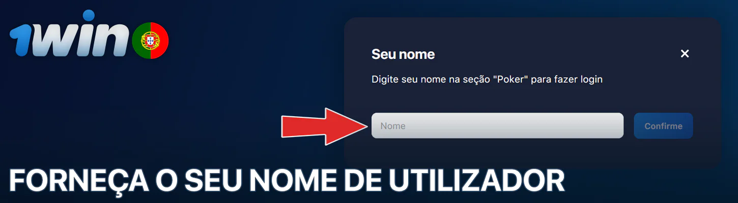 Introduza o seu nome para jogar póquer no 1Win
