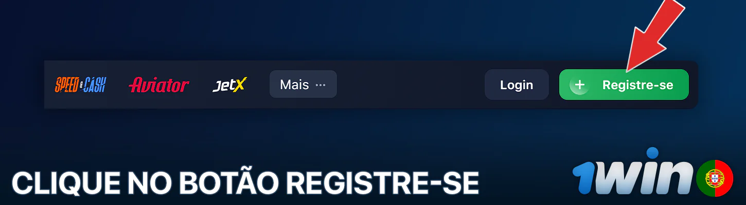 Botão de registo no sítio Web 1Win